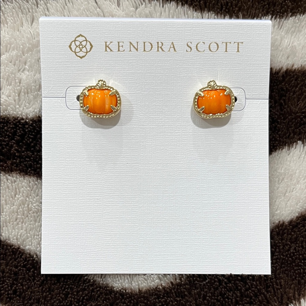 NEW!! Kendra Scott Gold-Tone Pumpkin Stud Earrings
